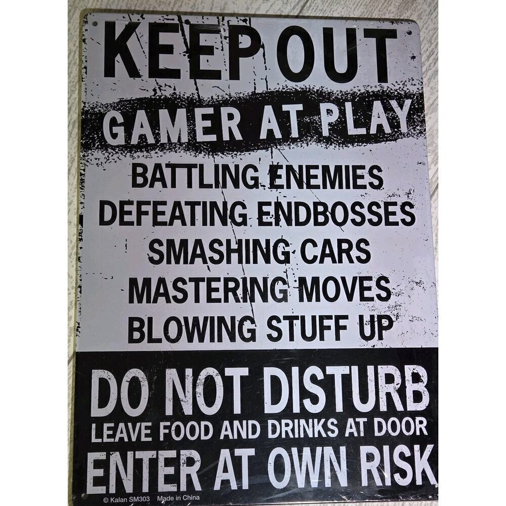 GAMER VIDEO GAMES Metal Sign Keep Out Gamer At Play Kalan 8.25" x 11.5" NEW